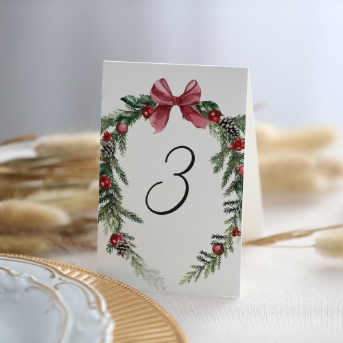Numerek na stół stojący zimowy wianek