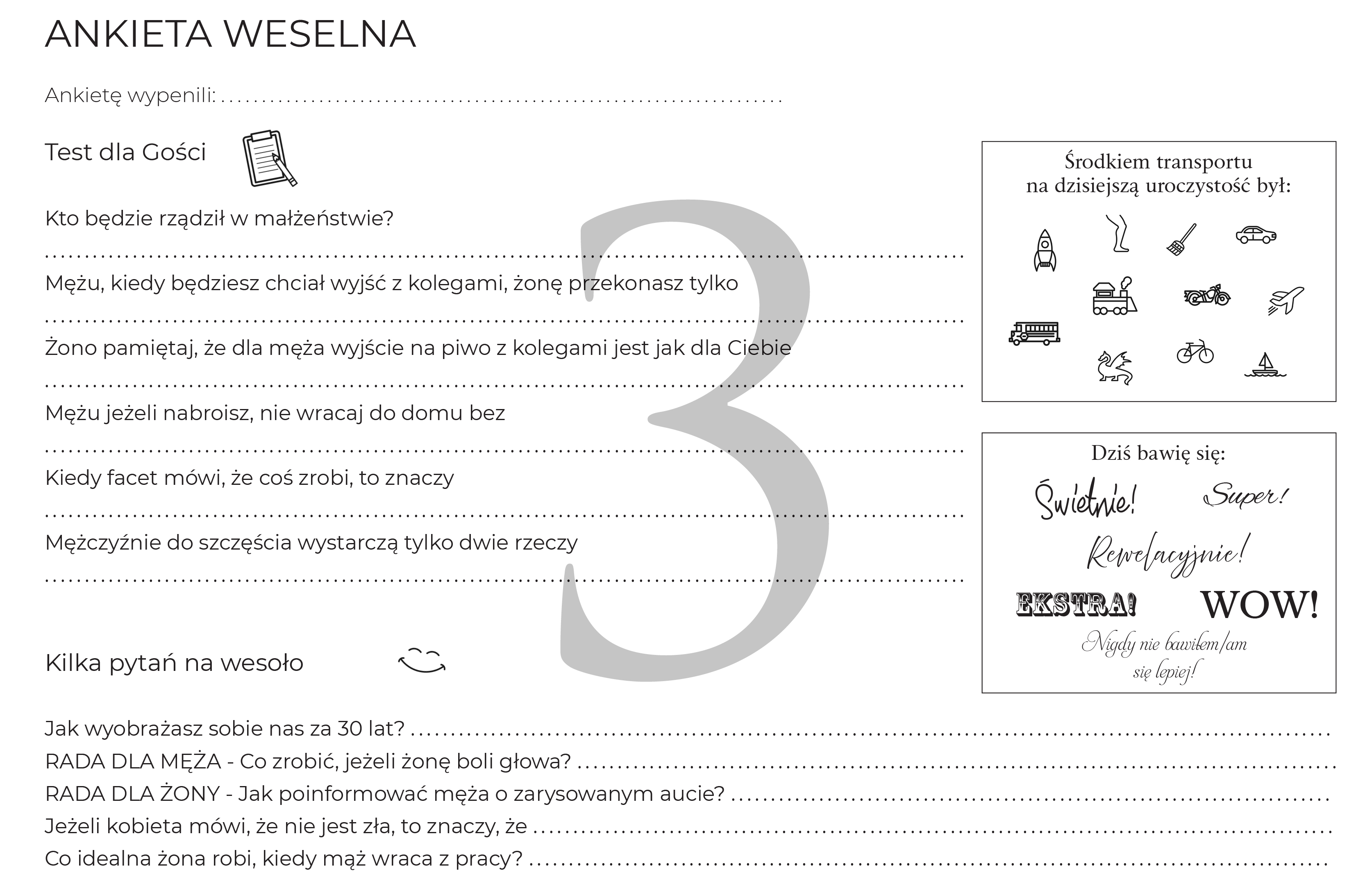 ankieta weselna księga gości