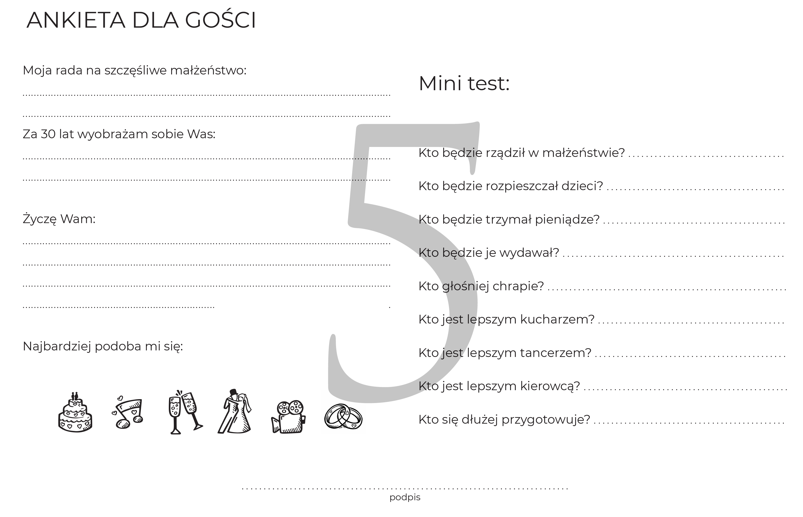 ankieta weselna księga gości